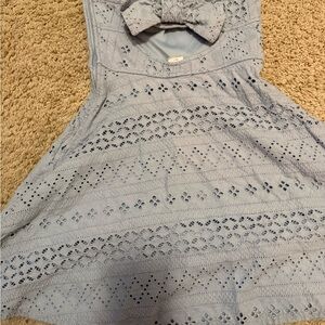 Elegant Blue Eyelet Dress